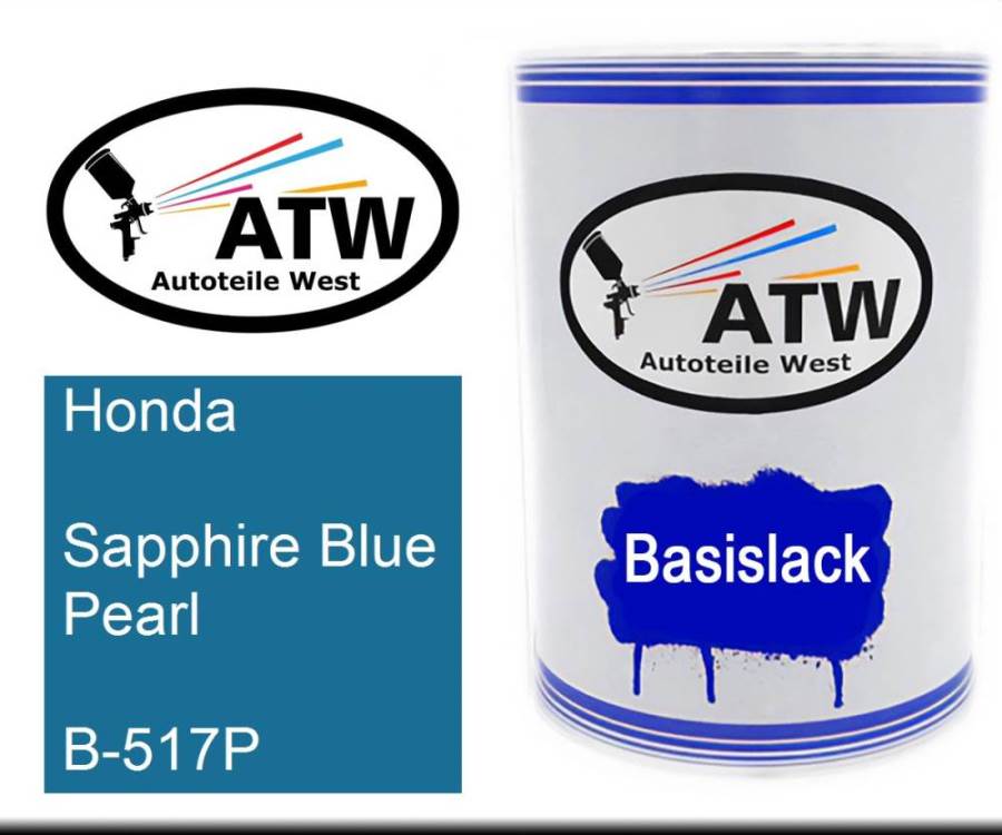 Honda, Sapphire Blue Pearl, B-517P: 500ml Lackdose, von ATW Autoteile West.